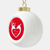 Red & White Mr & Mrs Deer Couple Keramische Bal Ornament (Rechts)
