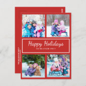 Red White Multi Photo kerstfeestay Greep Briefkaart (Voorkant / Achterkant)