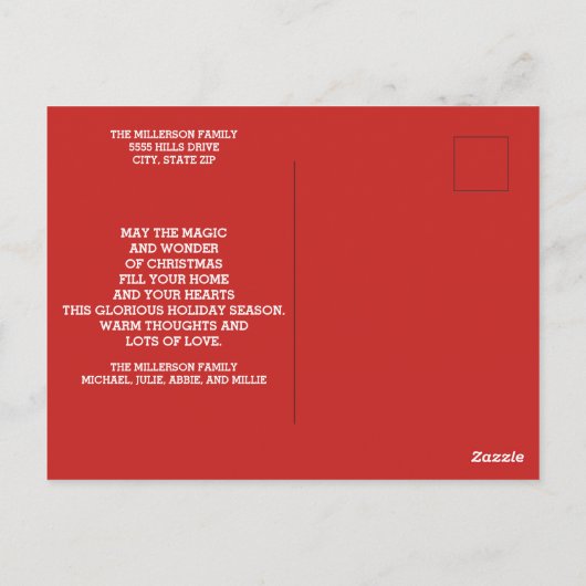 Red White Multi Photo kerstfeestay Greep Briefkaart (Achterkant)