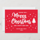 Red White Naam niet fotofamilie Merry Kerstry Feestdagenkaart (Voorkant)