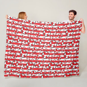 Red White Nautical Lifebuoy Lifebelts Boat Fleece Deken