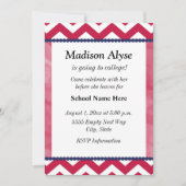 Red White Navy Blue Chevron Trunk Party Invite Kaart (Voorkant)