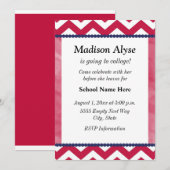 Red White Navy Blue Chevron Trunk Party Invite Kaart (Voorkant / Achterkant)