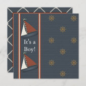 Red White Navy Blue Sailboat Baby shower Kaart (Voorkant / Achterkant)