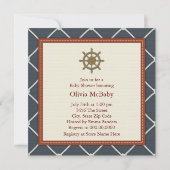 Red White Navy Blue Sailboat Baby shower Kaart (Achterkant)