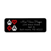 Red White Neon Card Suits Casino Thlee Mail Label (Voorkant)