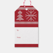 Red White Nordic Kerstmis Knit Sweater Holiday Cadeaulabel (Voorkant)