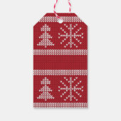 Red White Nordic Kerstmis Knit Sweater Holiday Cadeaulabel (Achterkant)