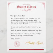 Red White Officiële brief van Santa Claus (Voorkant)