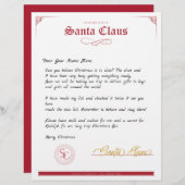 Red White Officiële brief van Santa Claus (Voorkant / Achterkant)