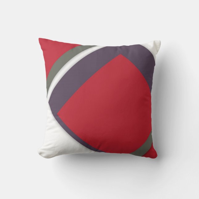 Red+White Offside Shapes Abstract Moderne Cushion Kussen (Voorkant)