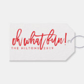 Red White Oh wat een feestdag met feestdagen Cadeaulabel (Voorkant (Horizontaal))