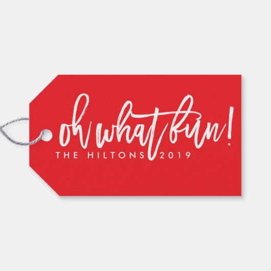 Red White Oh wat een feestdag met feestdagen Cadeaulabel (Achterkant Horizontaal)