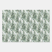 Red White Olive Green Stripes Christmas Trees Inpakpapier Vel (Voorkant 3)
