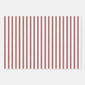 Red White Olive Green Stripes Christmas Trees Inpakpapier Vel (Voorkant 2)