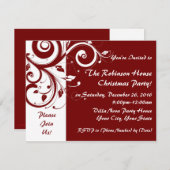 Red+White omgekeerde werveling feestuitnodigingen Kaart (Voorkant / Achterkant)