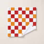 Red White Orange Checkered Pattern Design Bad Handdoek (Wasdoekje)