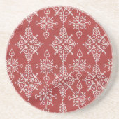 Red White Ornamental Snowflake Drink Zandsteen Onderzetter (Voorkant)