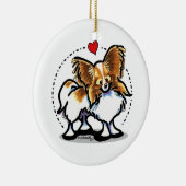Red White Papillon Heart gepersonaliseerd Keramisch Ornament (Rechts)