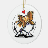 Red White Papillon Heart gepersonaliseerd Keramisch Ornament (Links)