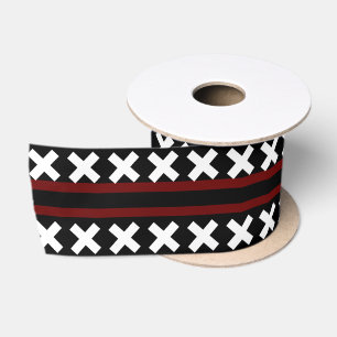 Red White Pattern Satijnen Lint