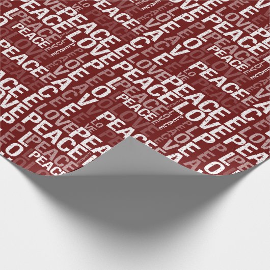 Red White Peace Love Cadeaupapier (Hoek)