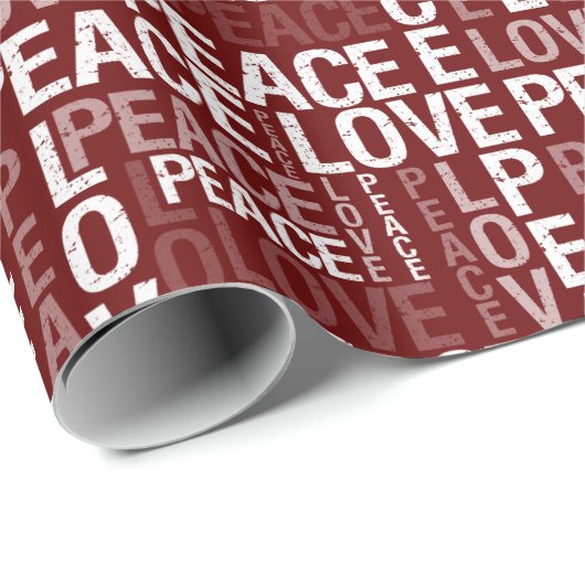 Red White Peace Love Cadeaupapier (Rol Hoek)