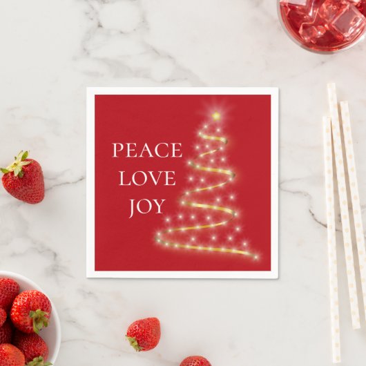 Red White Peace Love Joy Holiday Napkins Servet (Insitu)