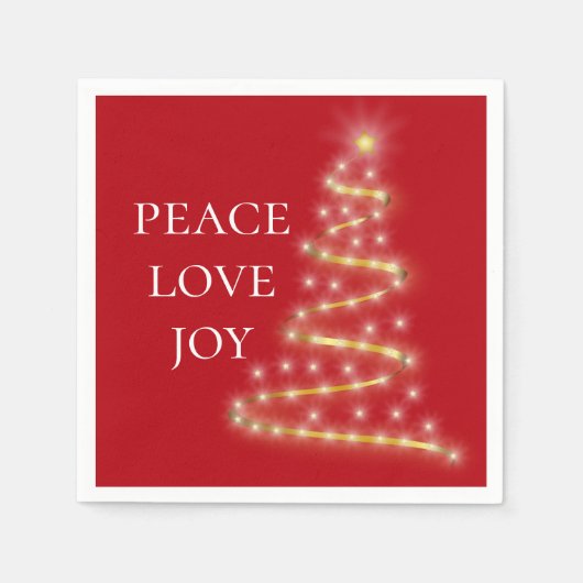 Red White Peace Love Joy Holiday Napkins Servet (Voorkant)