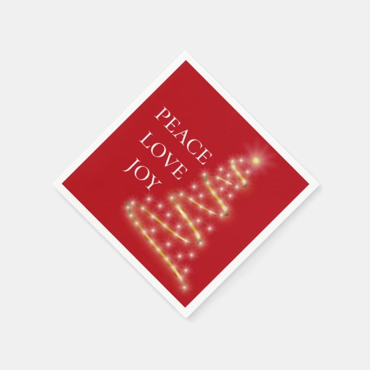Red White Peace Love Joy Holiday Napkins Servet (Hoek)