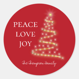Red White Peace Love Joy Holiday Ronde Sticker