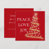 Red White Peace Love Joy Square Feestdagenkaart (Voorkant / Achterkant)