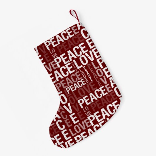 Red White Peace Love Kleine Kerstsok (Achterkant (Hangend))