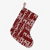 Red White Peace Love Kleine Kerstsok (Voorkant (Hangend))