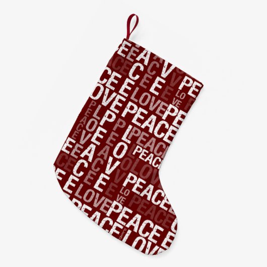 Red White Peace Love Kleine Kerstsok (Voorkant (Hangend))