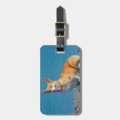 Red & White Pembroke Welsh Corgi Puppy Dog Bagagelabel (Voorkant verticaal)