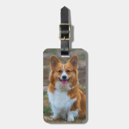 Red & White Pembroke Welsh Corgi Puppy Dog Bagagelabel