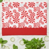 Red White Pepemint Holiday Pattern Kitchen Towel Theedoek (Gevouwen)