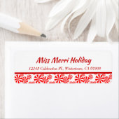 Red White Peppermint Editable Return Address Etiket (Insitu)