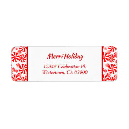 Red White Peppermint Editable Return-adres Etiket