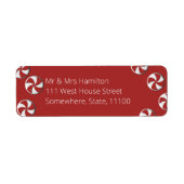 Red & White Peppermint Holiday Retouradres Etiket (Voorkant)