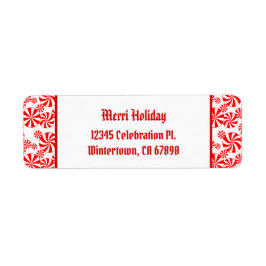 Red White Peppermint Pattern Custom Return Address Etiket