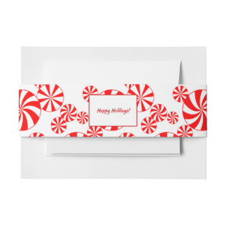 Red White Peppermint Pattern Editable Uitnodigingen Wikkel