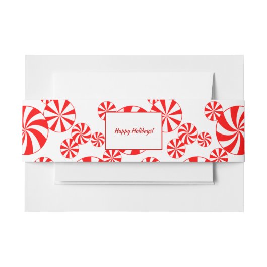 Red White Peppermint Pattern Editable Uitnodigingen Wikkel (Voorkant Voorbeeld)