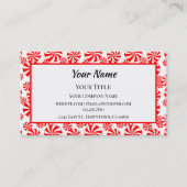 Red White Peppermint Snoep Editable Visitekaartje (Voorkant)