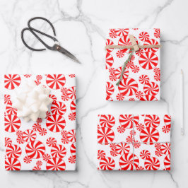 Red White Peppermint Snoep Holdiay Patroon Inpakpapier Vel