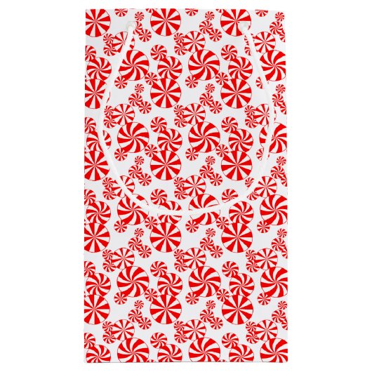 Red White Peppermint Snoep Holdiay Patroon Klein Cadeauzakje (Achterkant)