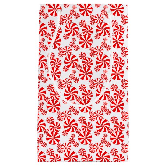 Red White Peppermint Snoep Holdiay Patroon Klein Cadeauzakje (Voorkant)