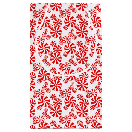 Red White Peppermint Snoep Patroon bewerkbaar Klein Cadeauzakje (Achterkant)
