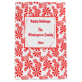 Red White Peppermint Snoep Patroon bewerkbaar Medium Cadeauzakje (Voorkant)